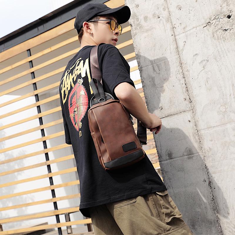 Casual Chest Bag Men Coffee Large Capacity Multi-pocket Shoulder Bag Outdoor Sports Pockets