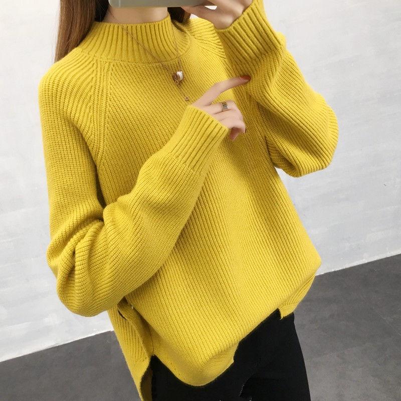 Pofulove fashion short knitted base shirt women half-neck women's decoration slim slim all-match