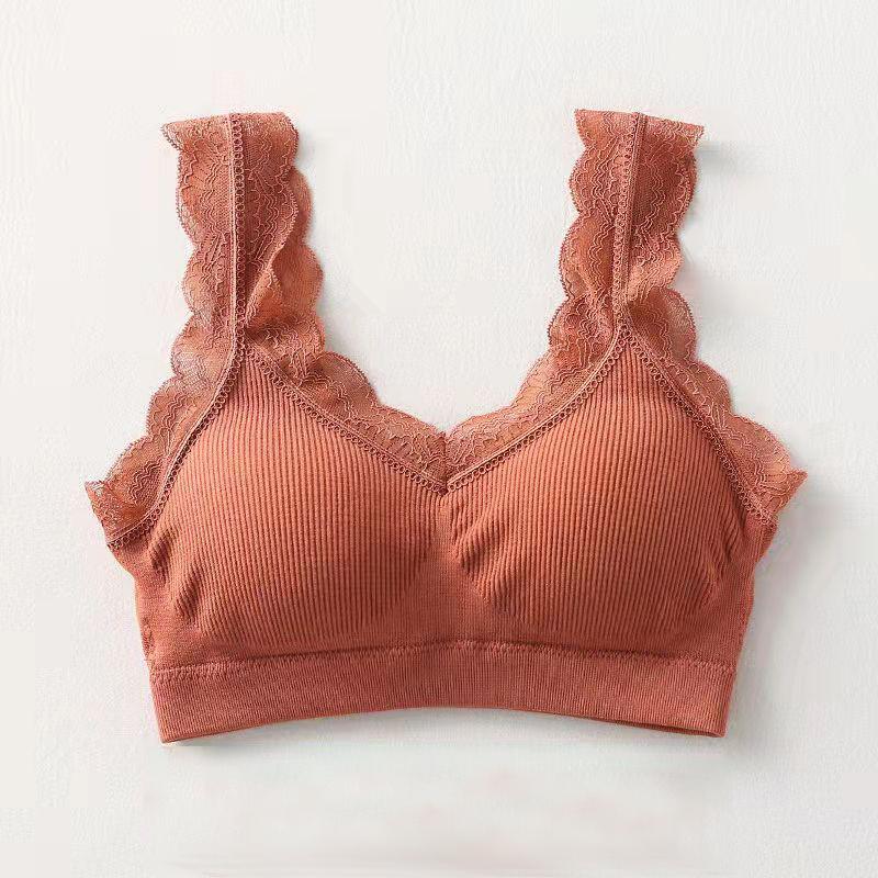 Women's Sexy Lace Wrapped Chest  Push Up Bra Top Beautiful Back Underwear Tube Top Wear Anti-glare Sports Underwear No Steel Ring Gather Chest