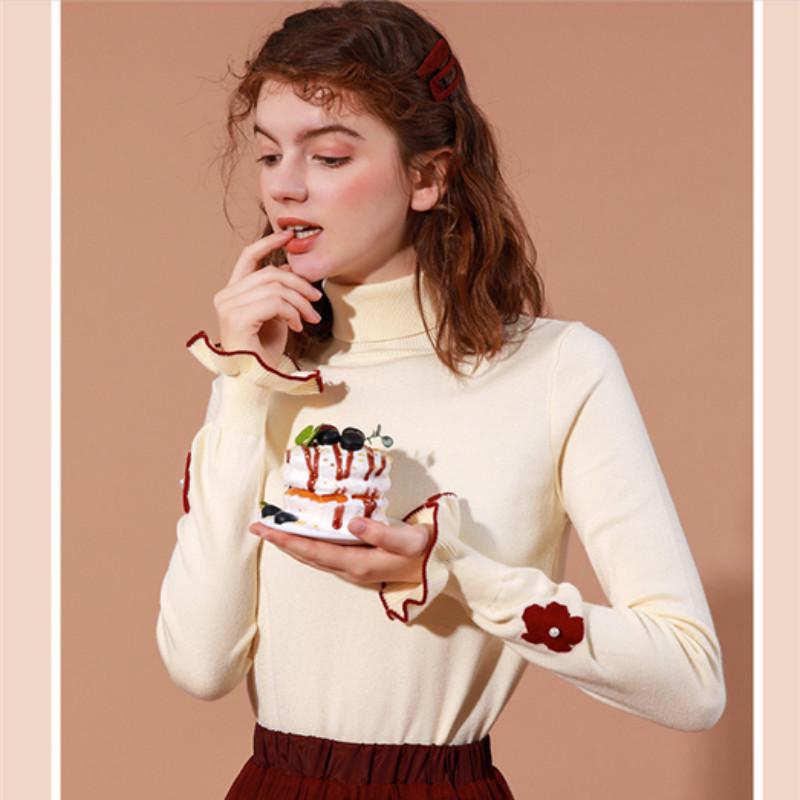 Turtleneck Sweet Jacquard Sweater Women's Autumn and Winter Base Long-sleeved Sweater