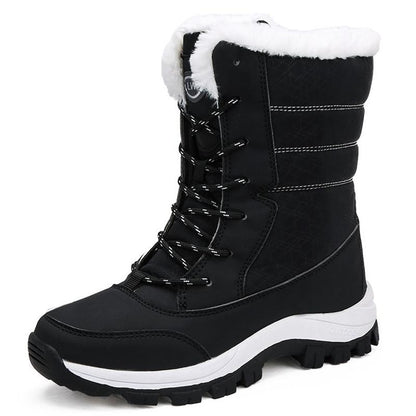 Women's Winter Snow Boots Medium Tube Plus Velvet  Women's Boots Thicken Warm Student Cotton Shoes