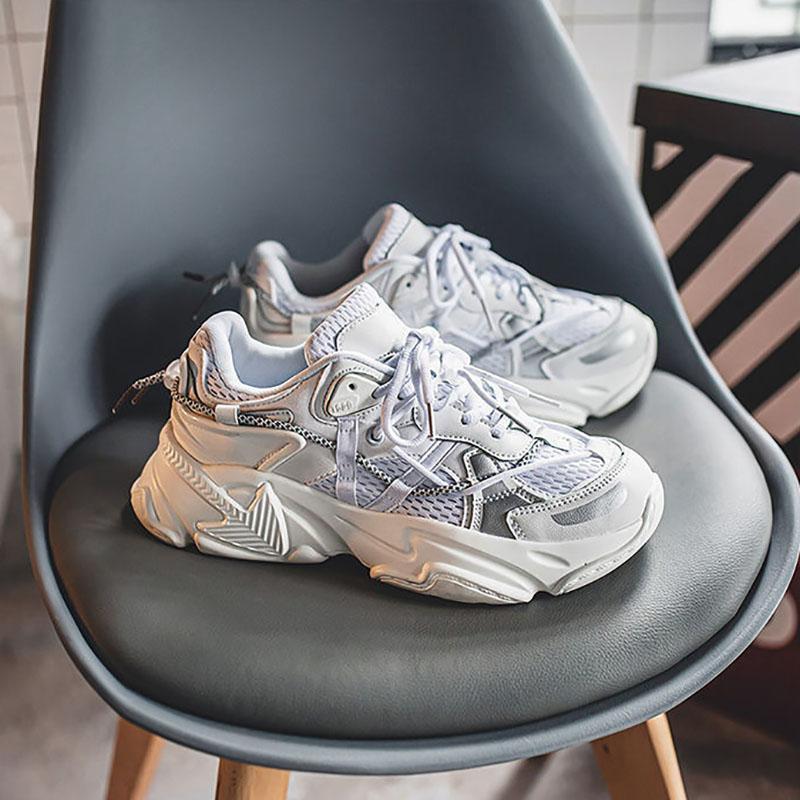 Functional Wind White Black Shoes Sports Casual Daddy Shoes Men's Super Fire Wild Pure Color Simple Couple Shoes