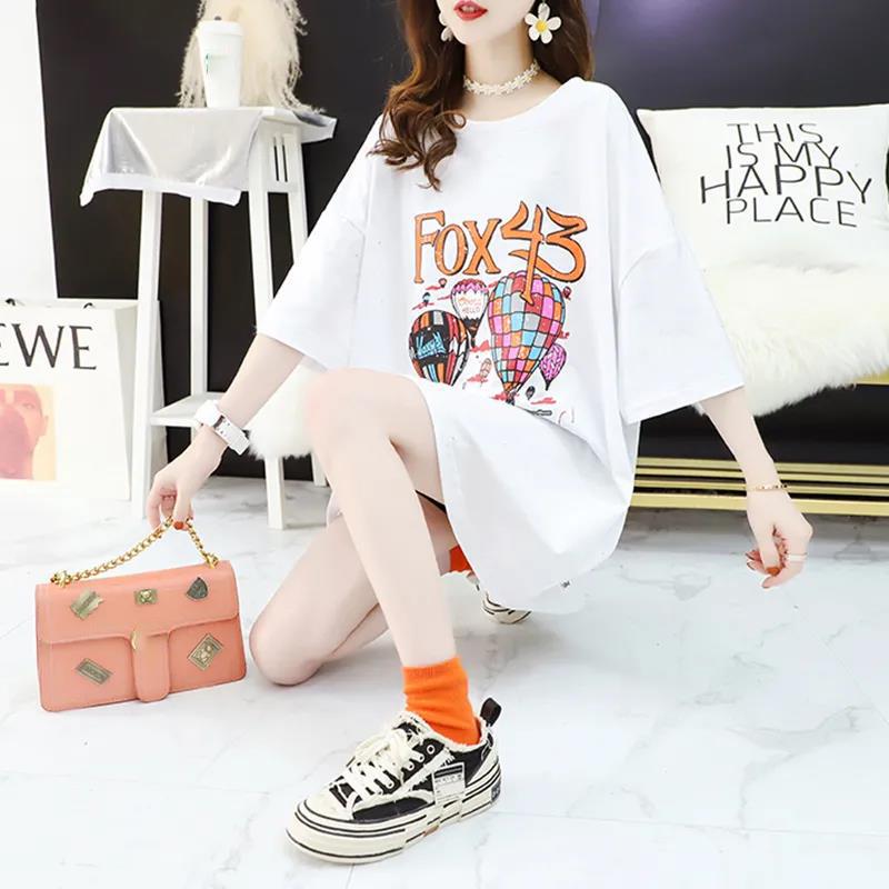 Women's Short-sleeved Short-sleeved Mid-length Loose Round Neck Half-sleeved Tops with Open Back Glittering T-shirts Ladies Casual Loose Long T-shirts