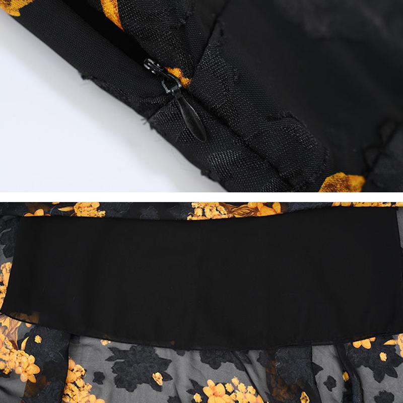 Chiffon Jacquard Long-sleeved Dress Spring and Autumn Models Waist Beach Big Swing Bow Long Skirt Women's French Retro Long Skirt Temperament
