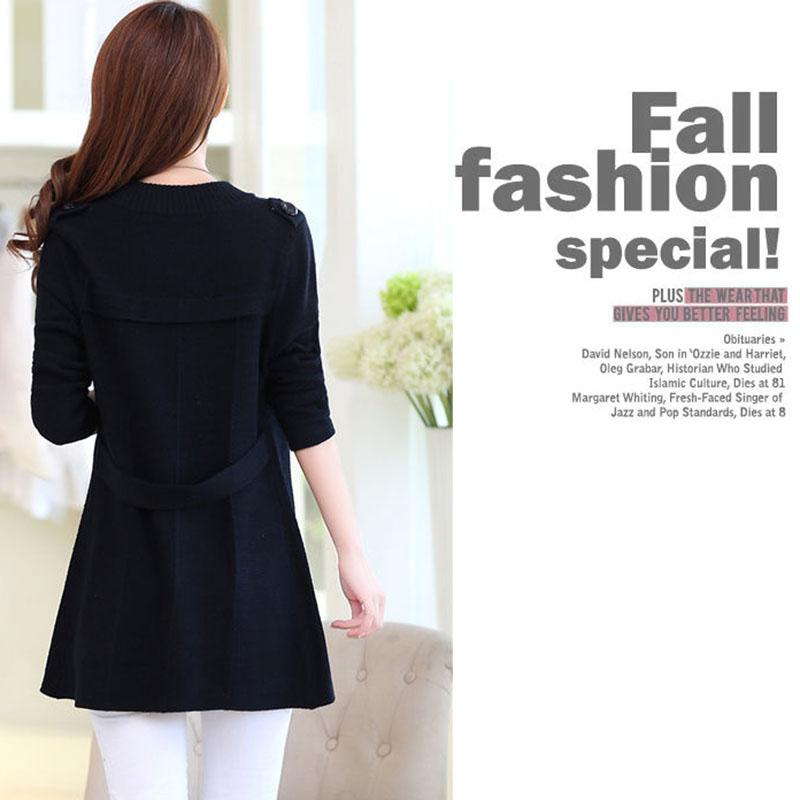 Spring and Autumn Knitted Cardigan Sweater Mid-length Versatile Solid Color Top Casual Simple Female Jacket