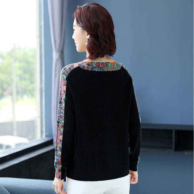Ethnic Style  Printed Woollen Sweater  Short Cashmere Sweater Women O-Neck Loose Plus Size Knit Pullover Sweater Jumper