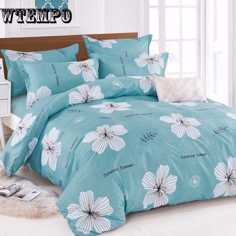 WTEMPO Soft Comfortable Bedding Set Cotton Pattern Duvet Cover Flat Sheet Bed Linings Pillowcase