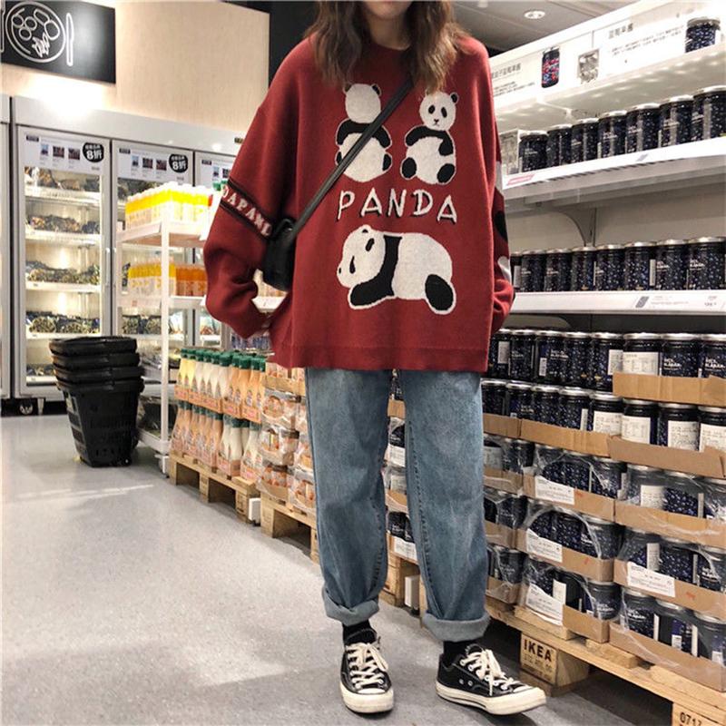 Autumn  Winter Cartoon Pullover Sweater Casual Fashion Long-sleeved Loose Sweater Girl Student Jacket