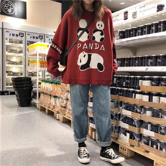 Autumn  Winter Cartoon Pullover Sweater Casual Fashion Long-sleeved Loose Sweater Girl Student Jacket