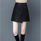 Women's Leather Skirt Black Autumn  Winter High Waist Package Hip Skirt Irregular A-line Bodycon Skirt