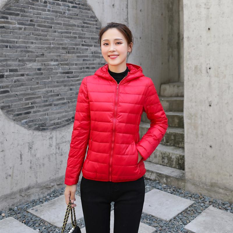 Women Autumn Winter Jacket Coat Hooded Casual Basic Jackets Womens Duck Down Warm Lightweight Waterproof Windproof M-5XL White Black Red