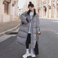 Houndstooth Padded Down Padded Jacket Women's Winter Loose Padded Long Over-the-knee Jacket