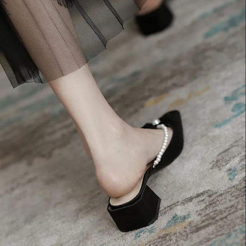 Fairy Sandals Gentle Single Shoes French Niche Sandals Baotou Half-toe Shoes Women's Summer Wear Mules