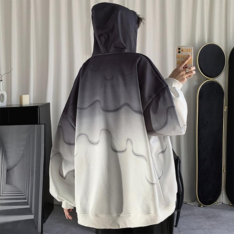 Gradient Sweatshirts Men's Loose Korean Cardigan Sweater Autumn Hoodie Sweatshirts