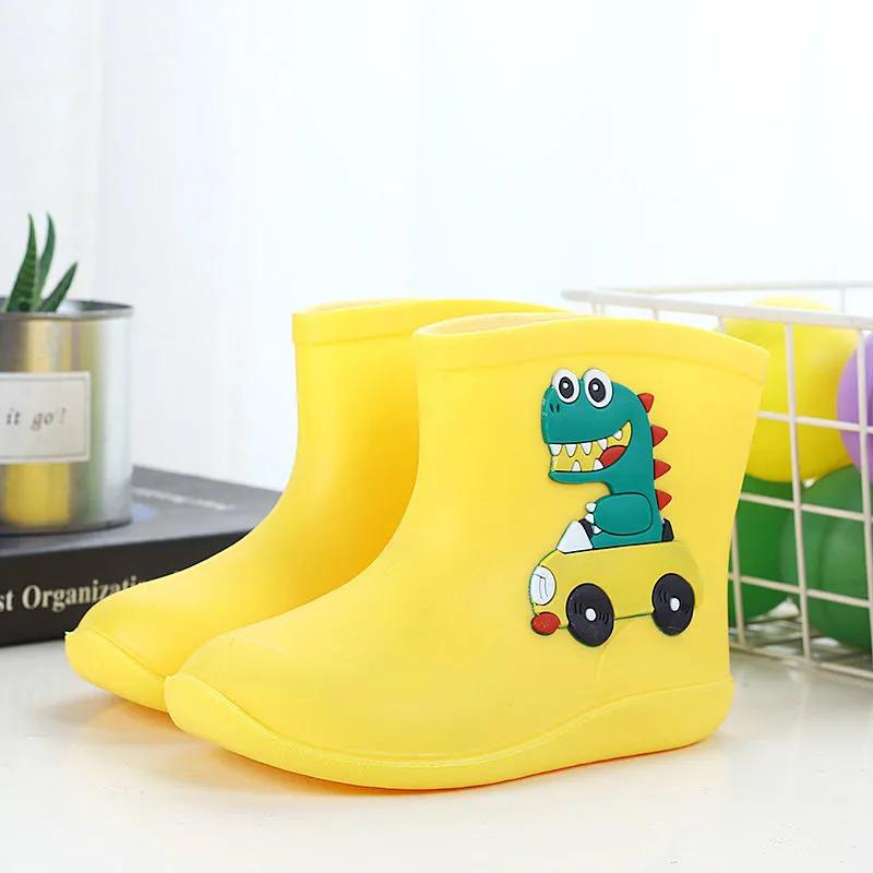 Rain Boots for Kid Plush Warm Winter Rain Shoes Child Cartoon Waterproof Rainboots
