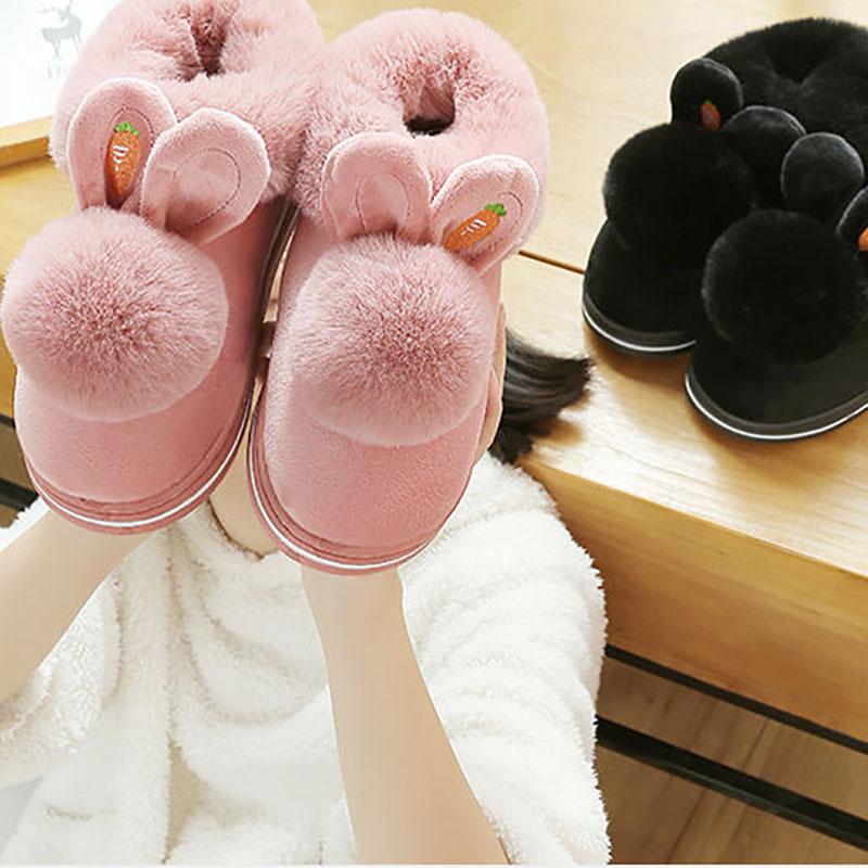 Winter Cotton Slippers Women's Bags and Indoor Home Couples Non-slip Thick Bottom Hair Slippers Men