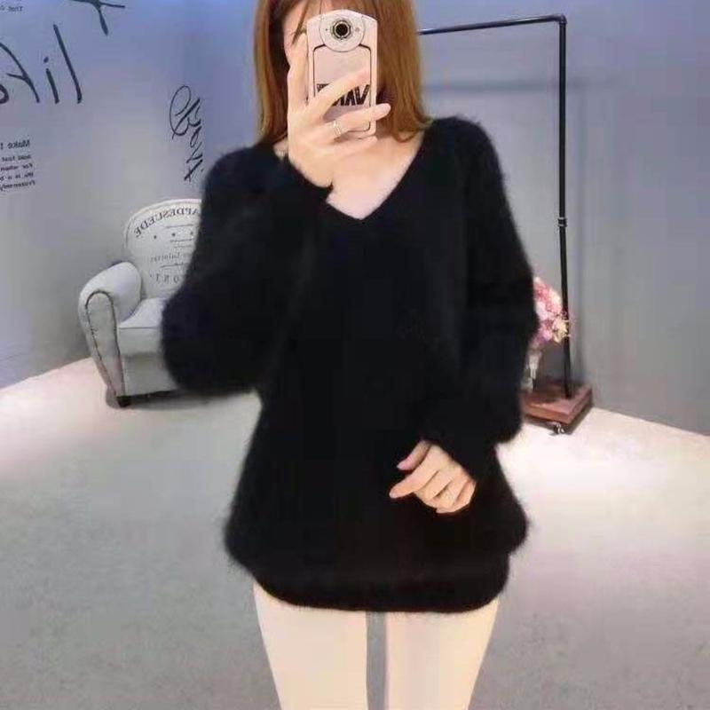 High Quality Fashion Women's Sweater Winter Loose Lazy Pullover Thick Base Sweater Waterproof Mink Velvet Women's Coat