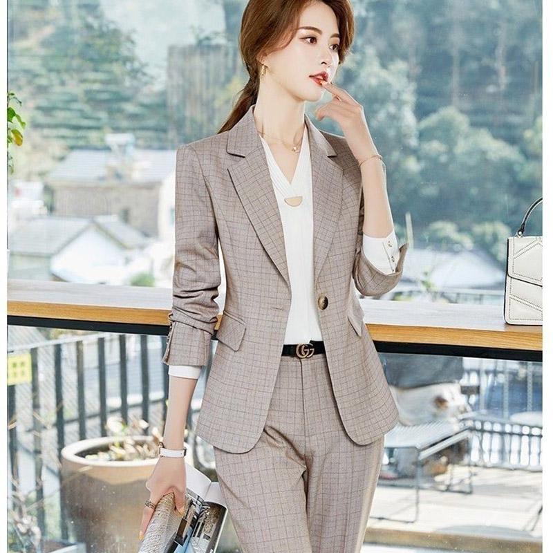 Spring and Autumn Suit Two-piece Suit Temperament Business Wear Fashion Casual Work Wear Formal Jacket Women