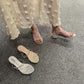 Fashion wild net red rhinestone shoes drag crystal fairy ins thick heel sandals female summer wear