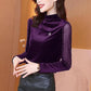 Women's Spring and Autumn Half Turtleneck Bottoming Shirt Solid Color Long Sleeve Top