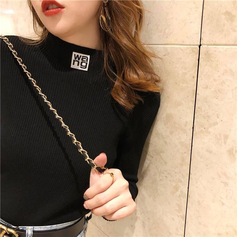 Women Warm Sweater Turtleneck Collar Female Solid Color Long Sleeve Slim Fit Pullover Sweater
