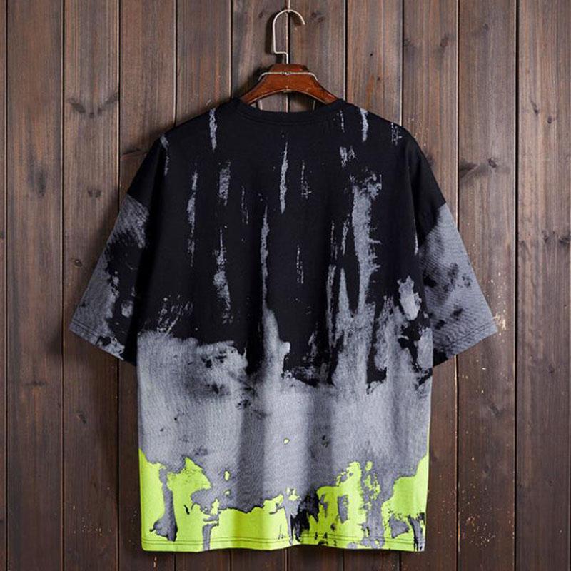 Hip Hop T-shirts Chinese Trendy High Street Tie Dye Tees Summer Oversized O-neck Short Sleeve Casual Pullover Men Shirts
