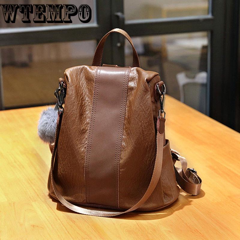 Women Backpack School Bag Pu Leather Backpack Female  Vintage Leisure Travel Backpack for Women