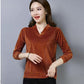 Blouse Women's Long-Sleeved Shirt Loose V-neck Gold Velvet Top Vintage Casual Ladies Top Spring Fall Pullover