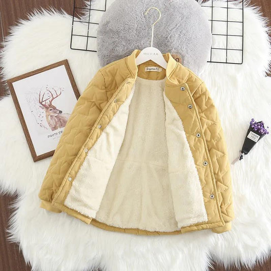 Women's Cotton-padded Jacket, Women's Lamb Wool Coat, Winter Korean Version Plus Fat Plus Size Short Padded Jacket Plus Velvet Padded Jacket