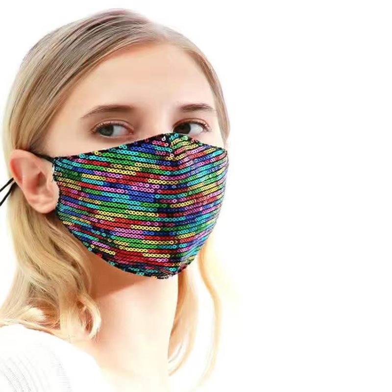 Ladies Cotton Sequin Masks Fall Winter High Quality Masks Warm Anti-smog Masks Solid Cotton Breathable Masks Adult Windproof Holiday Party Masks