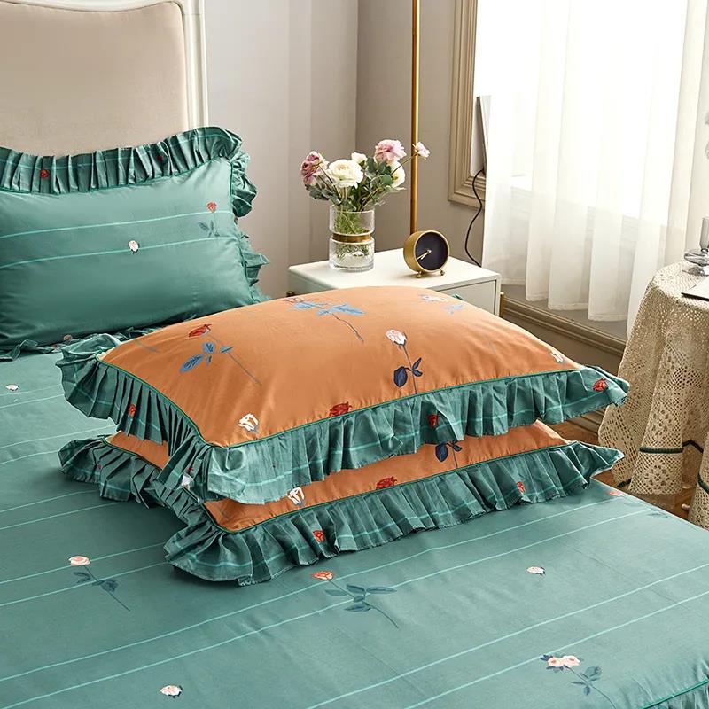 Cotton Print Lace Pillowcase Plus Size Thickened Zipper Pillowcase Single Double Bedroom Bedding