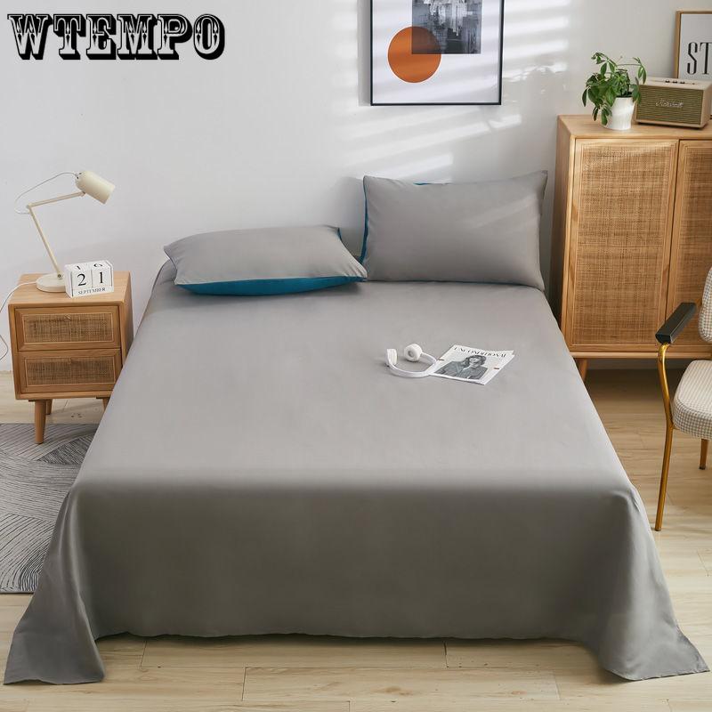 Solid Color Bed Sheet Cotton Mattress Protector Cover Flat Sheet 1pcs Soft Bedclothes Twin Queen King Size