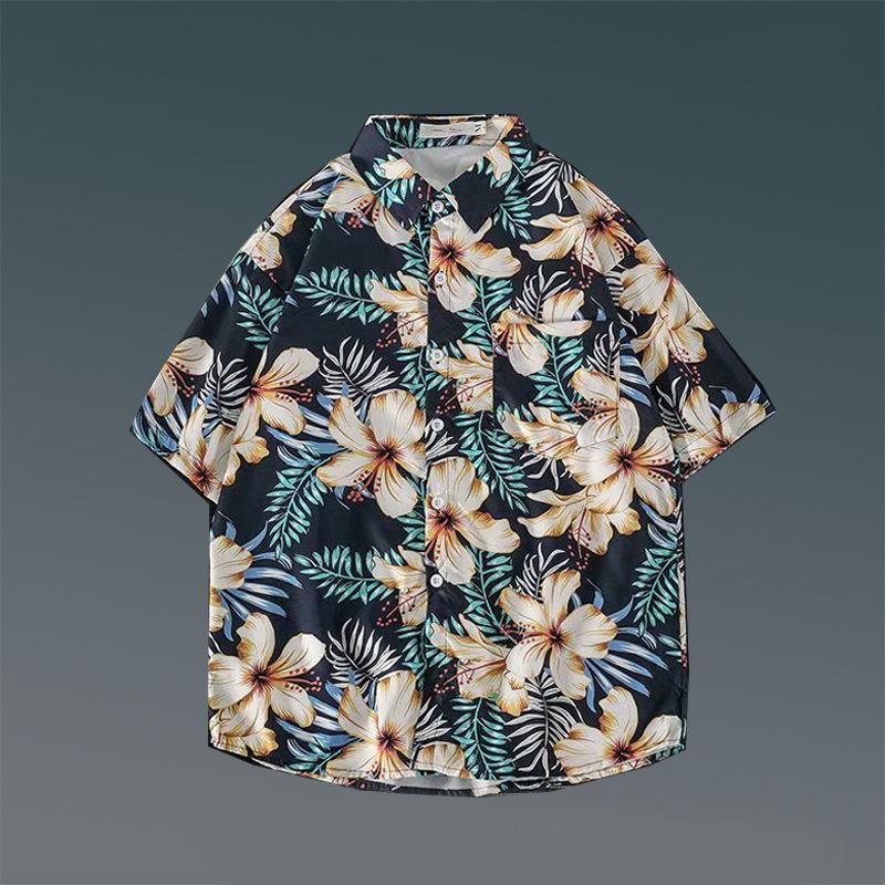 Summer Short-sleeved Shirt Hawaiian Beach Vacation Loose Five-point Sleeve Shirt
