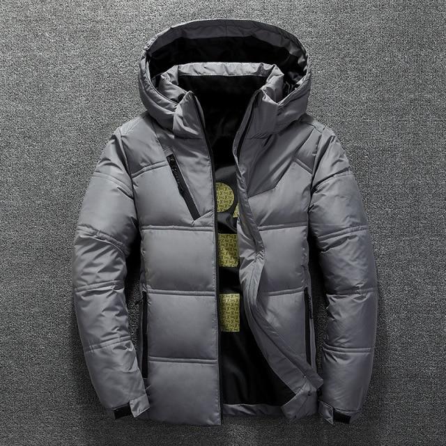 Winter Warm Men's Jacket Jacket Casual Stand-up Collar Down Thick Hood White Duck Parka Men's Winter Hooded Down Jacket