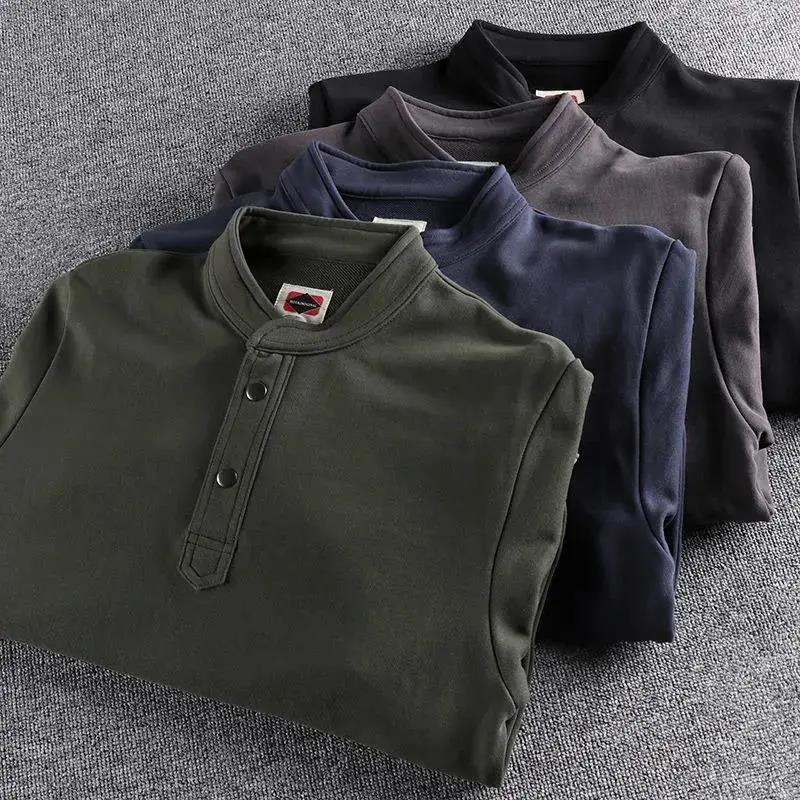 Half-open Stand-collar Pullover Sweater Men's Thick Knitted Terry Casual Warm and Comfortable Jacket