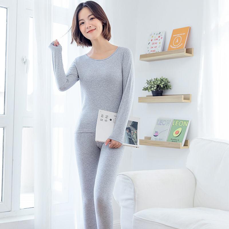 Autumn Clothes and Long Trousers Ladies Pure Cotton Suit Girls Youth Winter Slim Thermal Underwear Thin Section