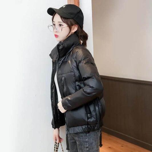 Glossy Down Coat Women's Short Loose Bread Coat Winter Coat Student Padded Jacket