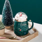 Christmas Mugs Couples Ceramic Santa Claus Figurines with Lid and Spoon New Lid Design Holiday Style Office Home Milk Coffee Cup