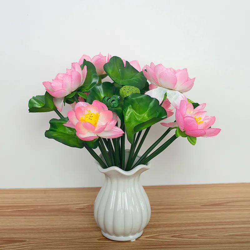 Simulation Lotus Lotus Leaf Fake Lotus Lotus Temple for Buddha Fake Silk Flower Living Room Desktop Fake Flower Plastic Flower Decoration Flower