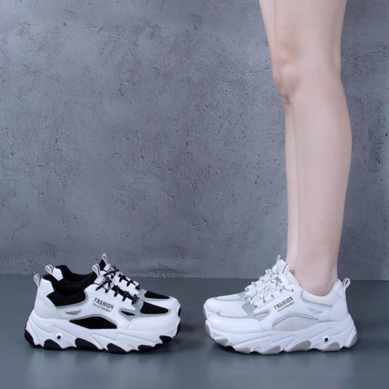 Sports Shoes Women Spring Summer Thick-soled High-rise Platform Sneakers All-match White Shoes Travel Shoes