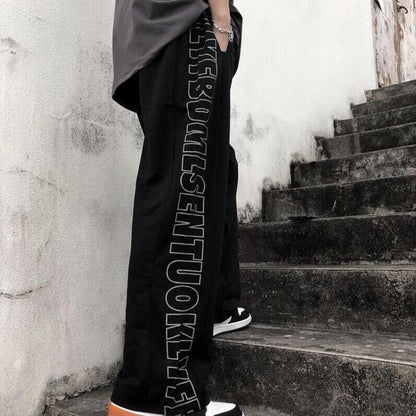 Spring and Autumn Korean Sports Casual Pants Loose Straight Letter High Street Boys and Girls' Pants