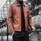 Young and Middle-aged Men's Leather Jacket Winter Fashion Fur One Leather Jacket Plus Velvet Thickening Warm Lapel Men's Leather Jacket