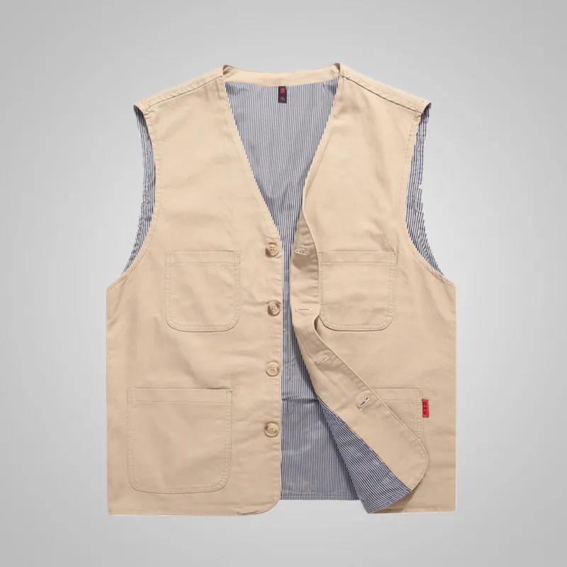 Spring and Autumn Vest Men's Thin Cotton Denim Vest Large Size Sleeveless Waistcoat Father's Day Gift