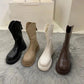 Chelsea Boots Mid-tube Boots Plus Velvet Snow Boots British Style Martin Boots Thick-soled Winter Boots Autumn and Winter