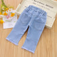 Girls' Jeans Summer Clothes Western Style Cropped Pants Children's Thin Denim Pants Outer Wear Children's Baby Pants Summe