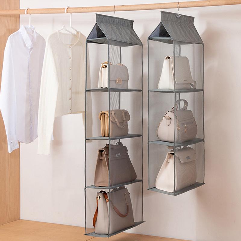 1Pcs Hanging Purse Closet Rack Bag Handbag Hanging Organizer Handbag Tote Bag 2/3/4 Pockets