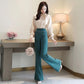 Wide Leg Pants Suit Spring and Autumn Dress Temperament Small Fragrance Thin Flared Pants Chiffon Shirt Suit Temperament Workwear