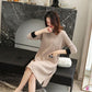Autumn and Winter Mid-length Sweater Knitted Loose Half Turtleneck  Bottoming Shirt Long Sleeve Women's Dress