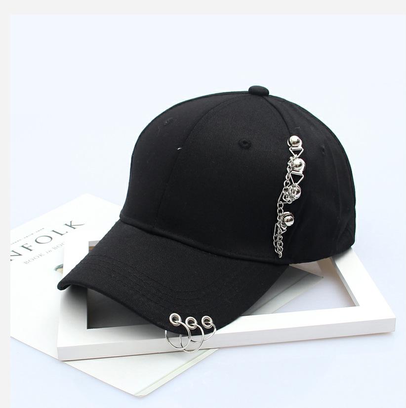 Solid Color Fashion Personality Couple Hat Iron Ring Pendant Three Ring Cap Female Outdoor
