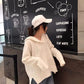 Pullovers autumn khaki sweater women short tops long sleeve o neck loose casual knitted pullover